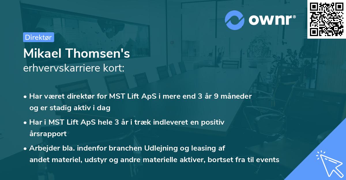 Mikael Thomsen's erhvervskarriere kort
