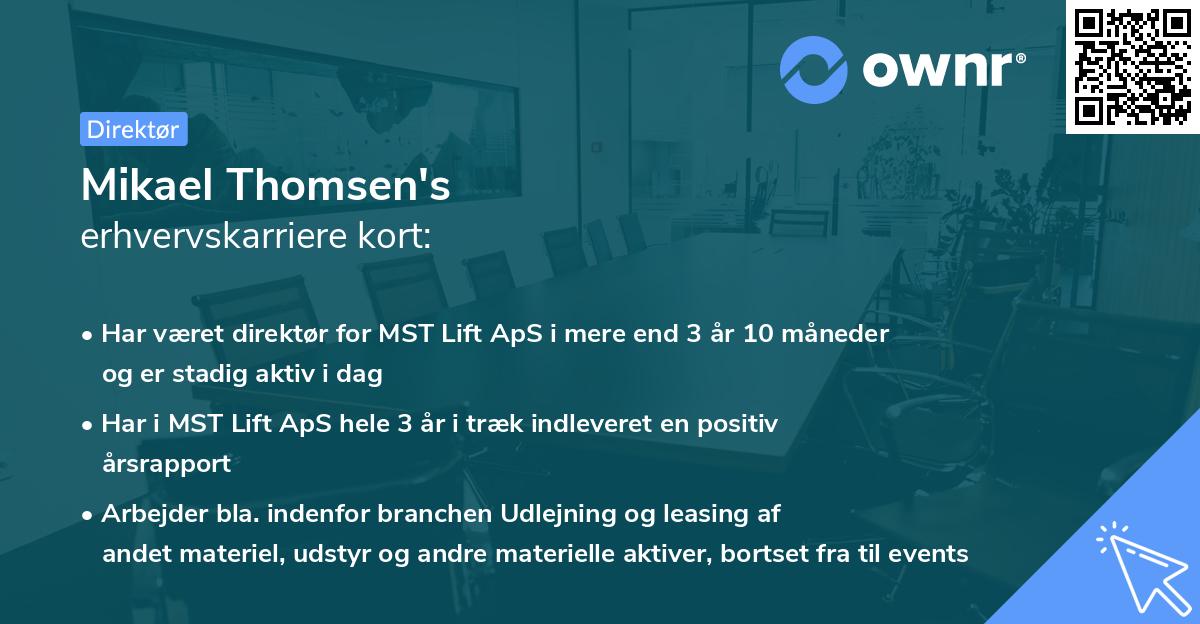 Mikael Thomsen's erhvervskarriere kort