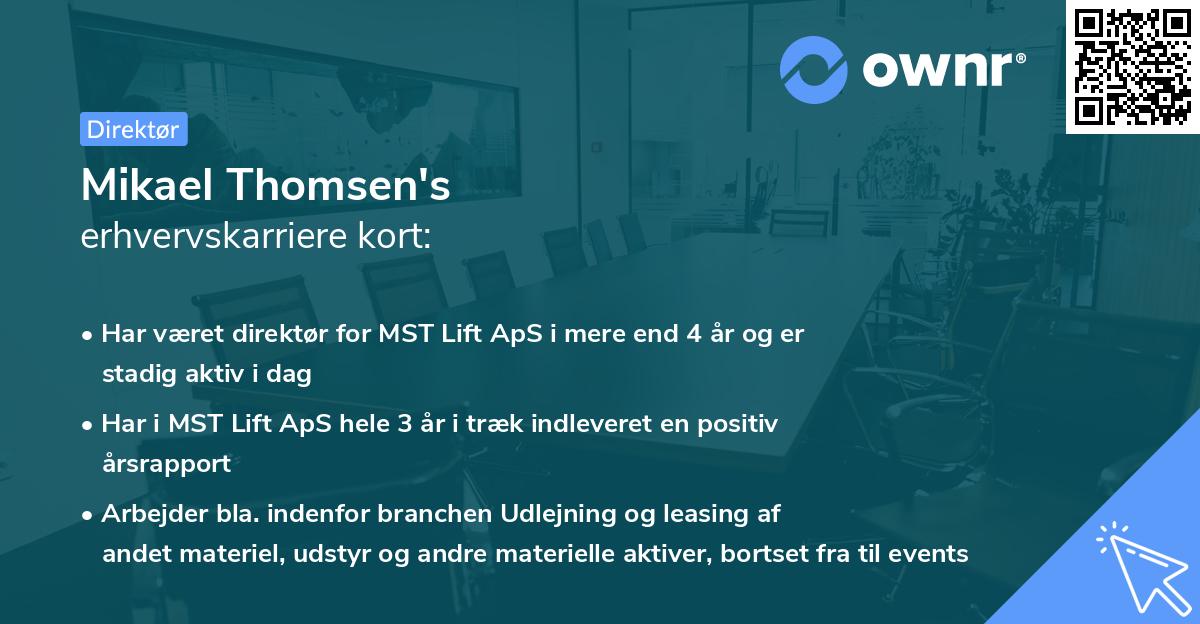 Mikael Thomsen's erhvervskarriere kort