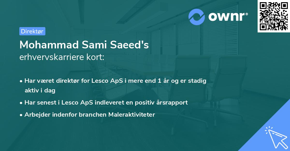 Mohammad Sami Saeed's erhvervskarriere kort