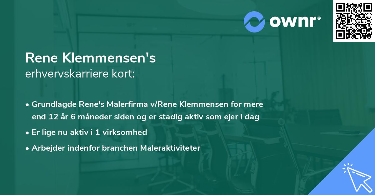 Rene Klemmensen's erhvervskarriere kort