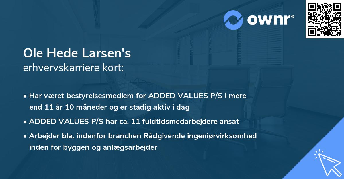 Ole Hede Larsen's erhvervskarriere kort