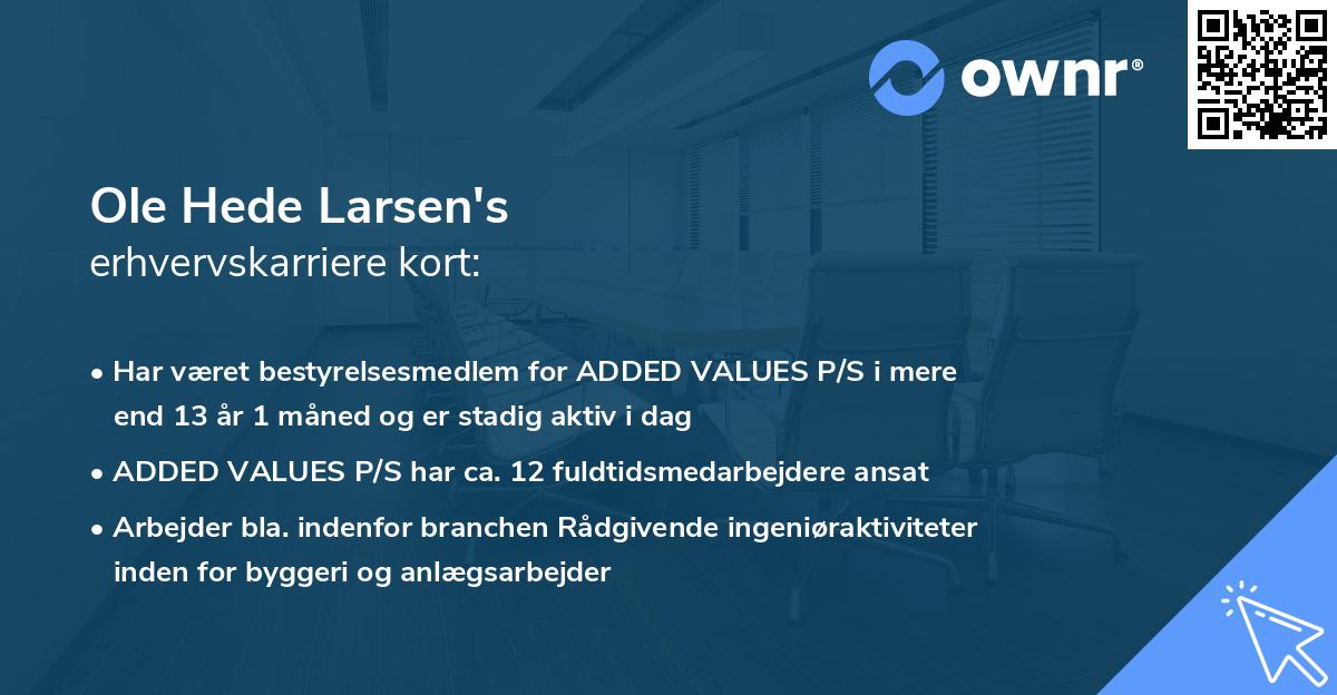 Ole Hede Larsen's erhvervskarriere kort