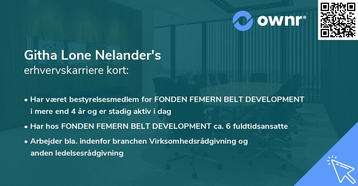Githa Lone Nelander's erhvervskarriere kort