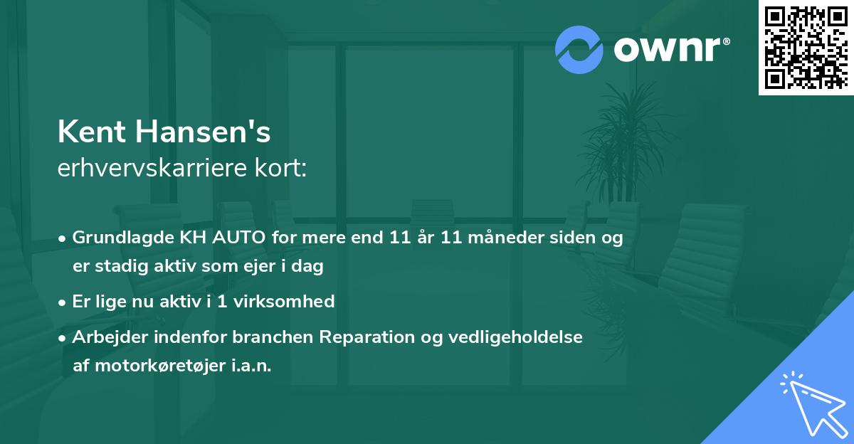 Kent Hansen's erhvervskarriere kort