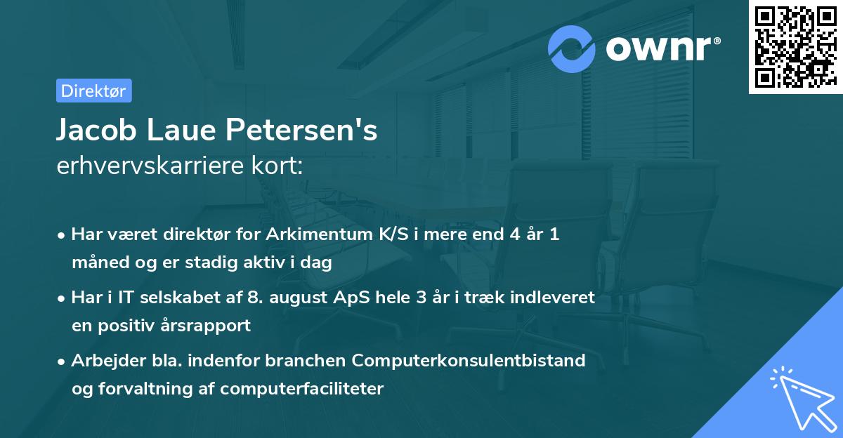 Jacob Laue Petersen's erhvervskarriere kort