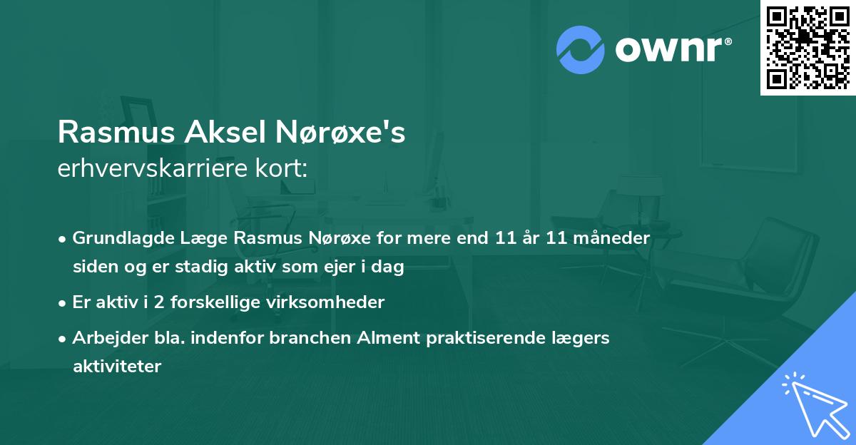 Rasmus Aksel Nørøxe's erhvervskarriere kort