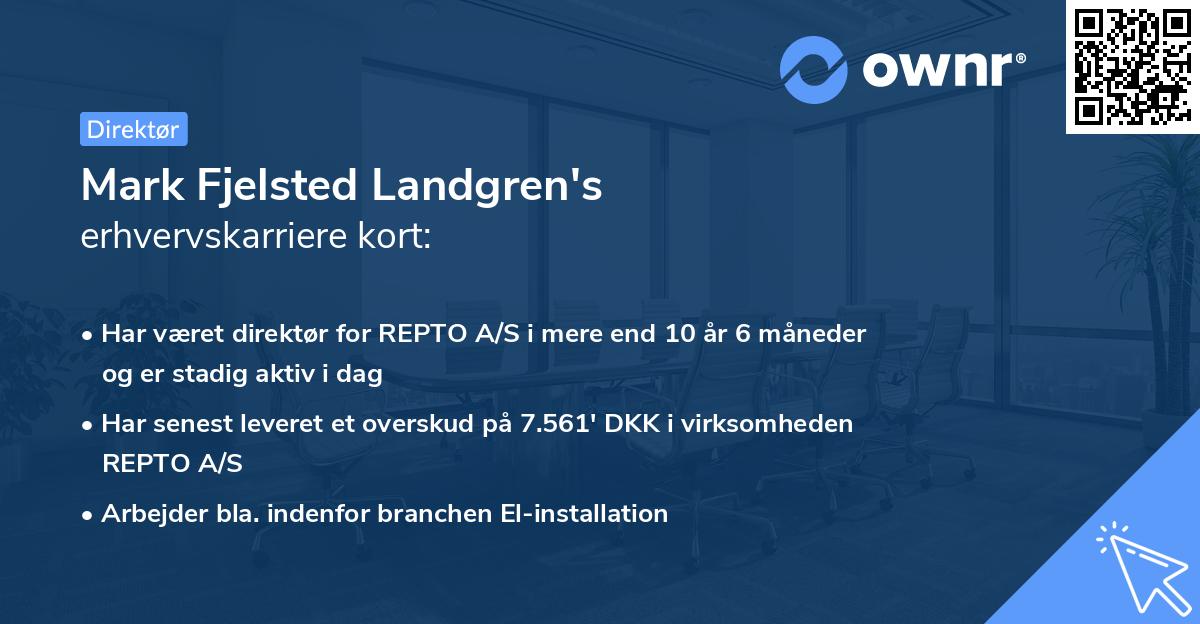 Mark Fjelsted Landgren's erhvervskarriere kort
