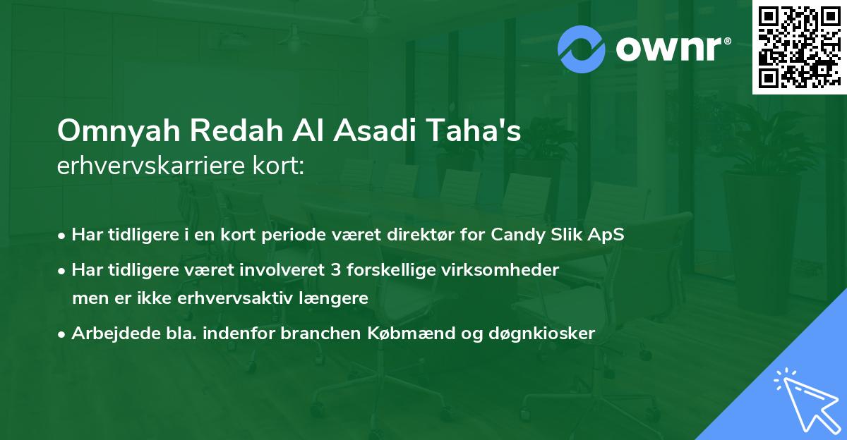 Omnyah Redah Al Asadi Taha's erhvervskarriere kort