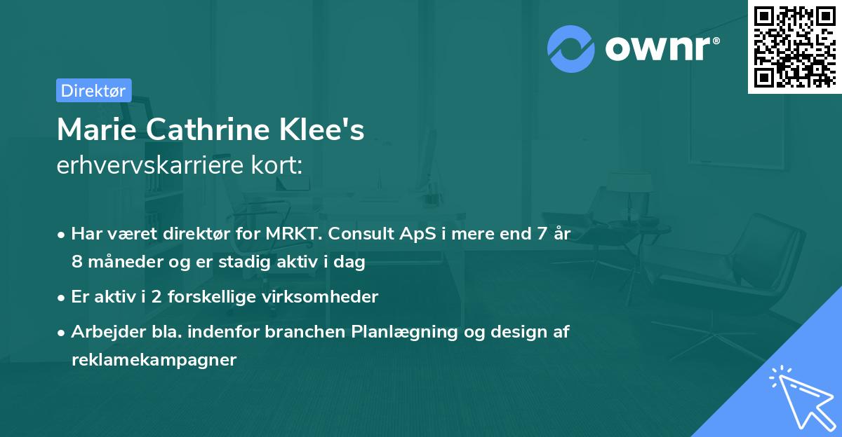 Marie Cathrine Klee's erhvervskarriere kort
