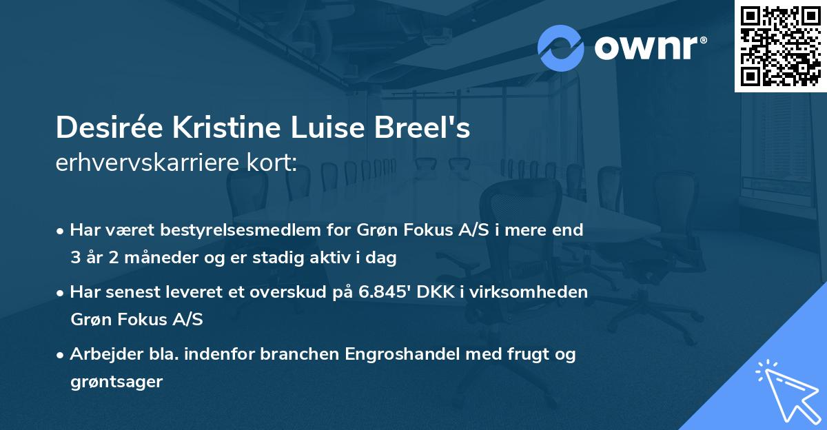 Desirée Kristine Luise Breel's erhvervskarriere kort