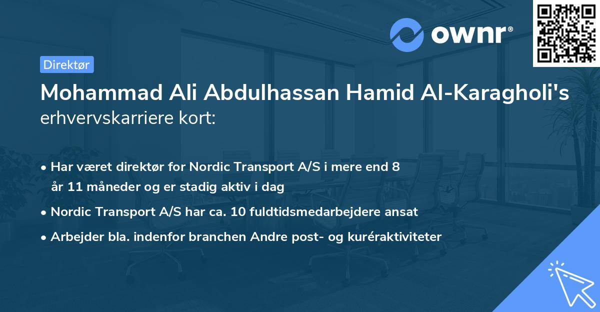 Mohammad Ali Abdulhassan Hamid Al-Karagholi's erhvervskarriere kort