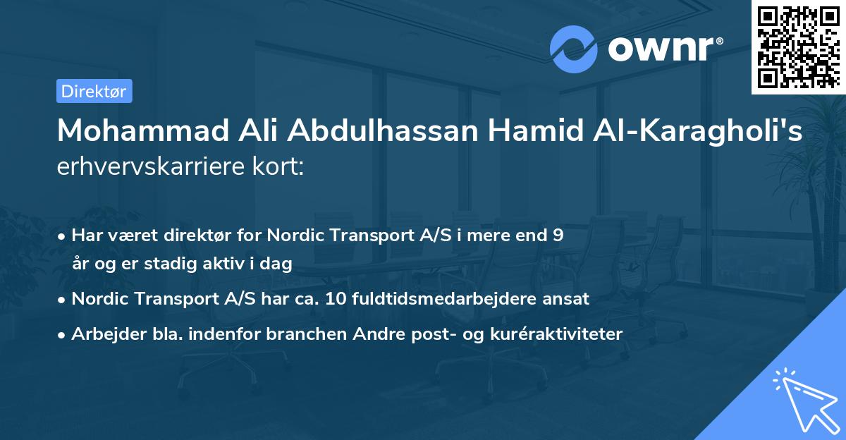 Mohammad Ali Abdulhassan Hamid Al-Karagholi's erhvervskarriere kort