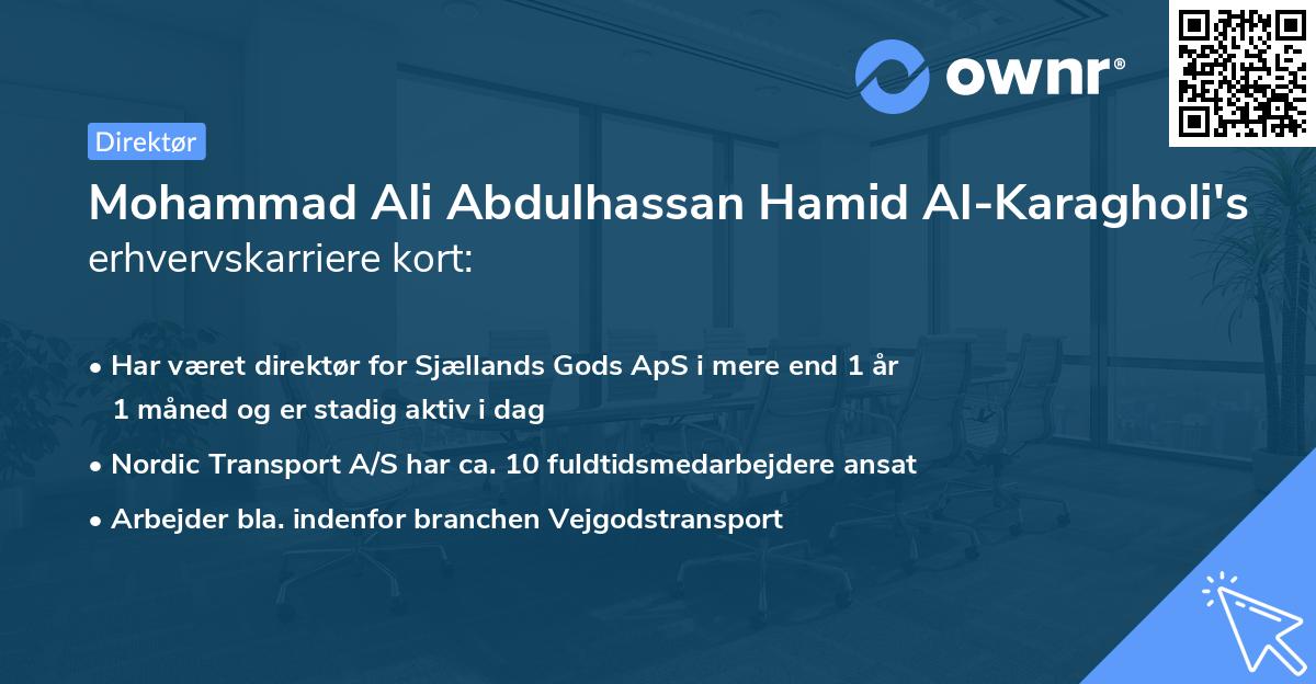 Mohammad Ali Abdulhassan Hamid Al-Karagholi's erhvervskarriere kort