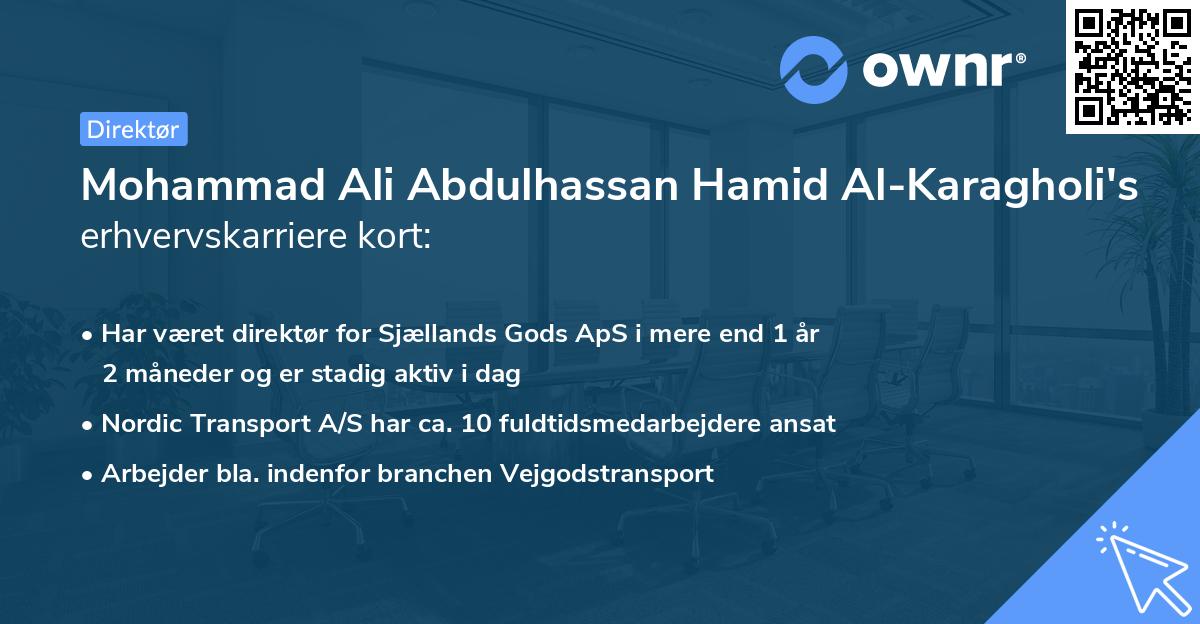 Mohammad Ali Abdulhassan Hamid Al-Karagholi's erhvervskarriere kort