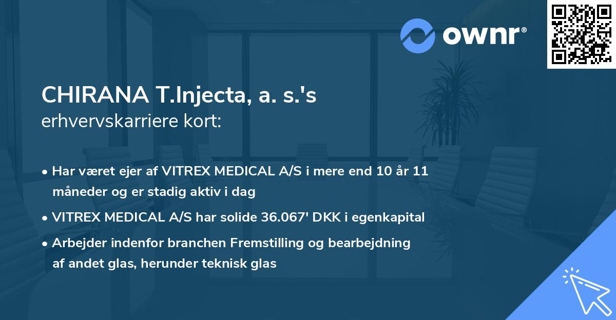 CHIRANA T.Injecta, a. s.'s erhvervskarriere kort