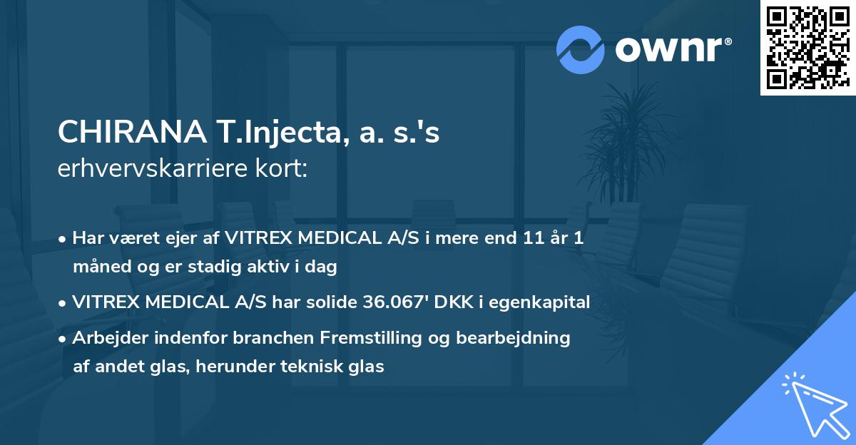 CHIRANA T.Injecta, a. s.'s erhvervskarriere kort