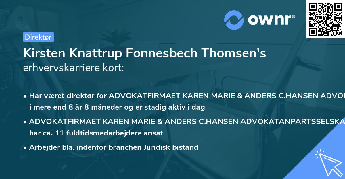 Kirsten Knattrup Fonnesbech Thomsen's erhvervskarriere kort