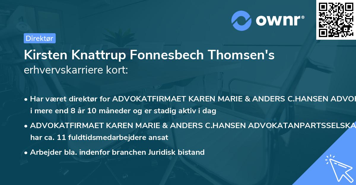 Kirsten Knattrup Fonnesbech Thomsen's erhvervskarriere kort