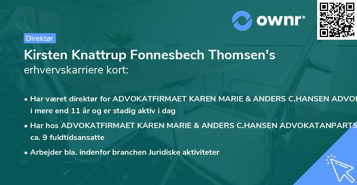 Kirsten Knattrup Fonnesbech Thomsen's erhvervskarriere kort