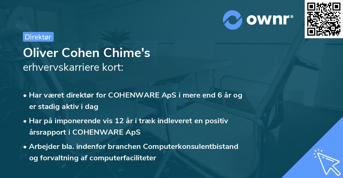 Oliver Cohen Chime's erhvervskarriere kort