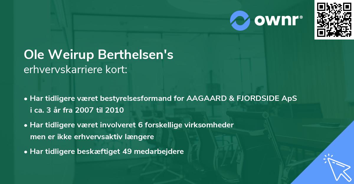 Ole Weirup Berthelsen's erhvervskarriere kort