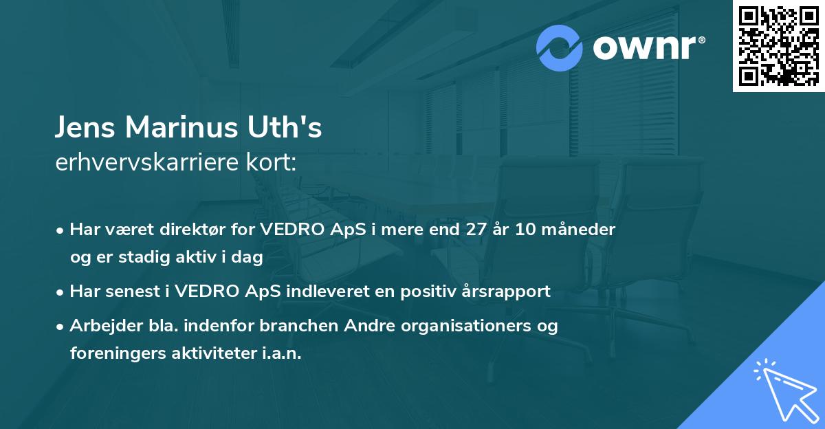 Jens Marinus Uth's erhvervskarriere kort