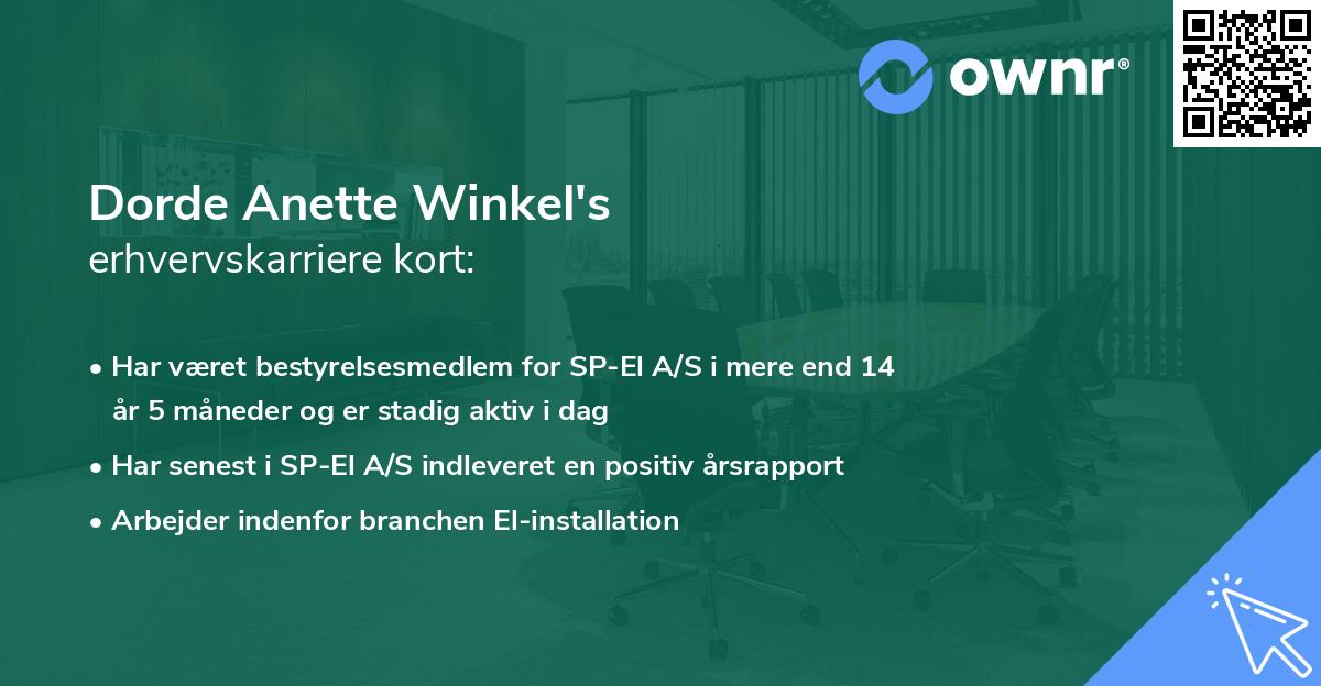 Dorde Anette Winkel's erhvervskarriere kort