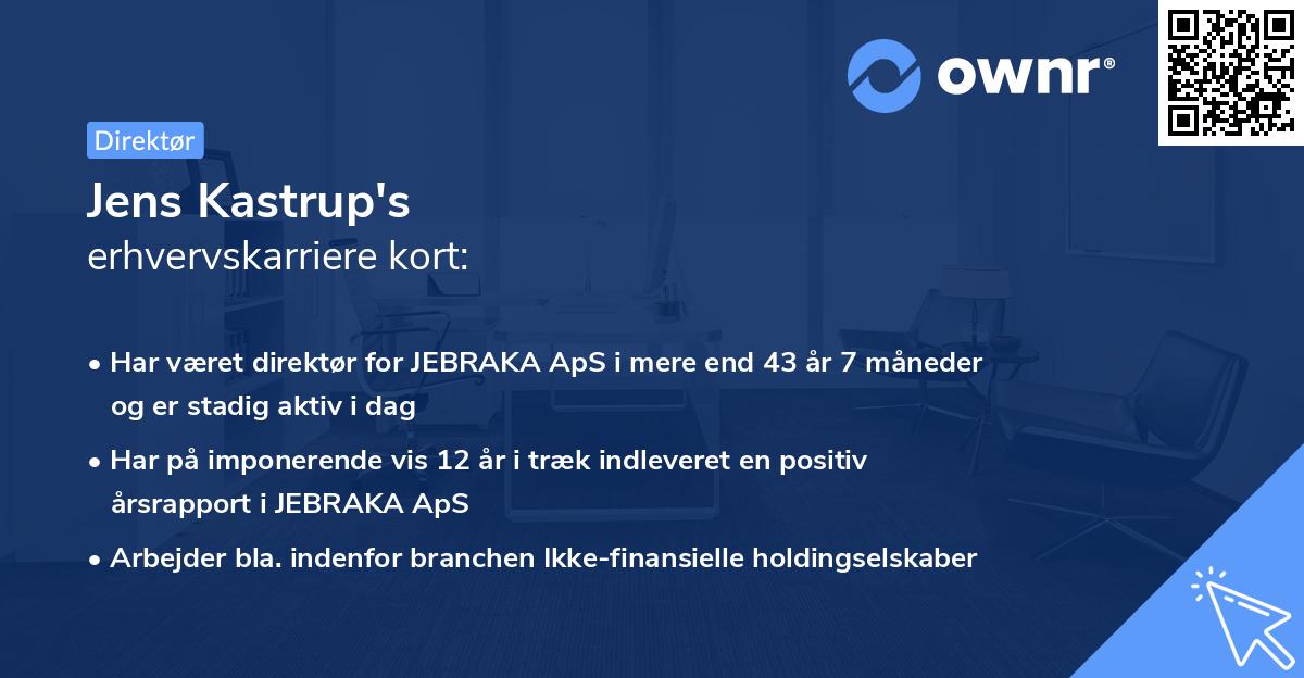 Jens Kastrup's erhvervskarriere kort