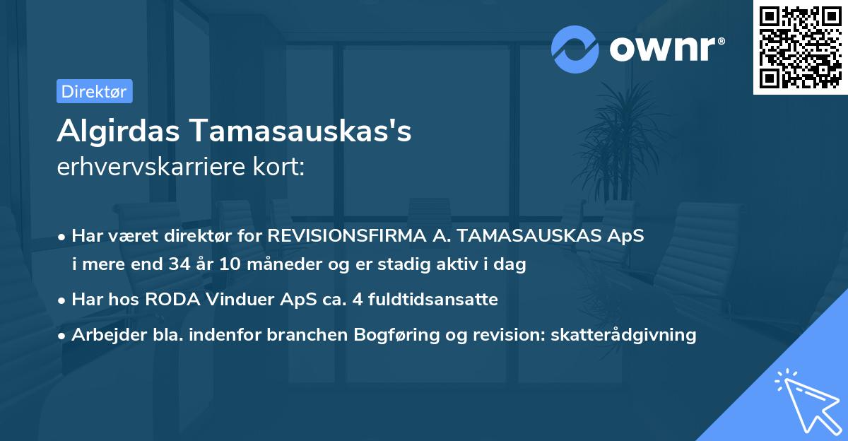 Algirdas Tamasauskas's erhvervskarriere kort