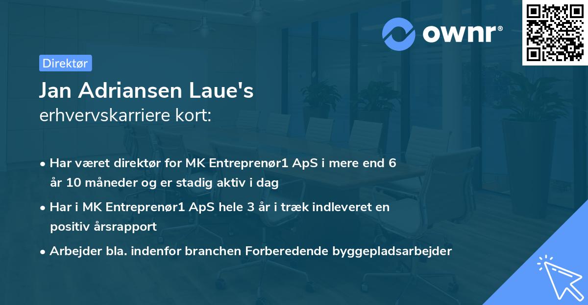 Jan Adriansen Laue's erhvervskarriere kort