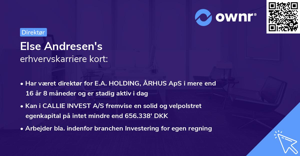 Else Andresen's erhvervskarriere kort