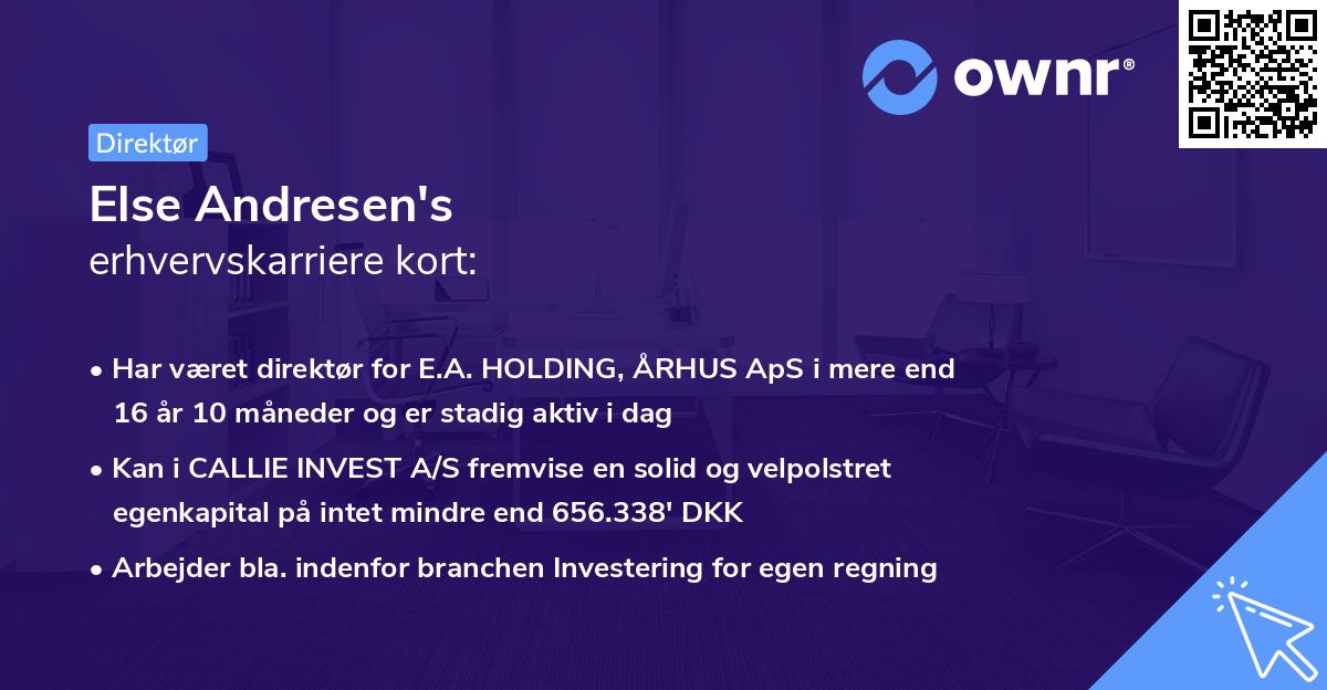 Else Andresen's erhvervskarriere kort