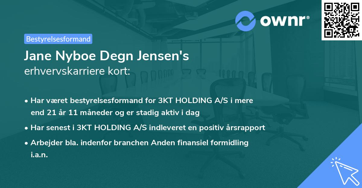 Jane Nyboe Degn Jensen's erhvervskarriere kort