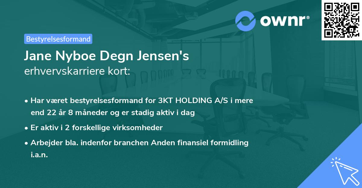 Jane Nyboe Degn Jensen's erhvervskarriere kort