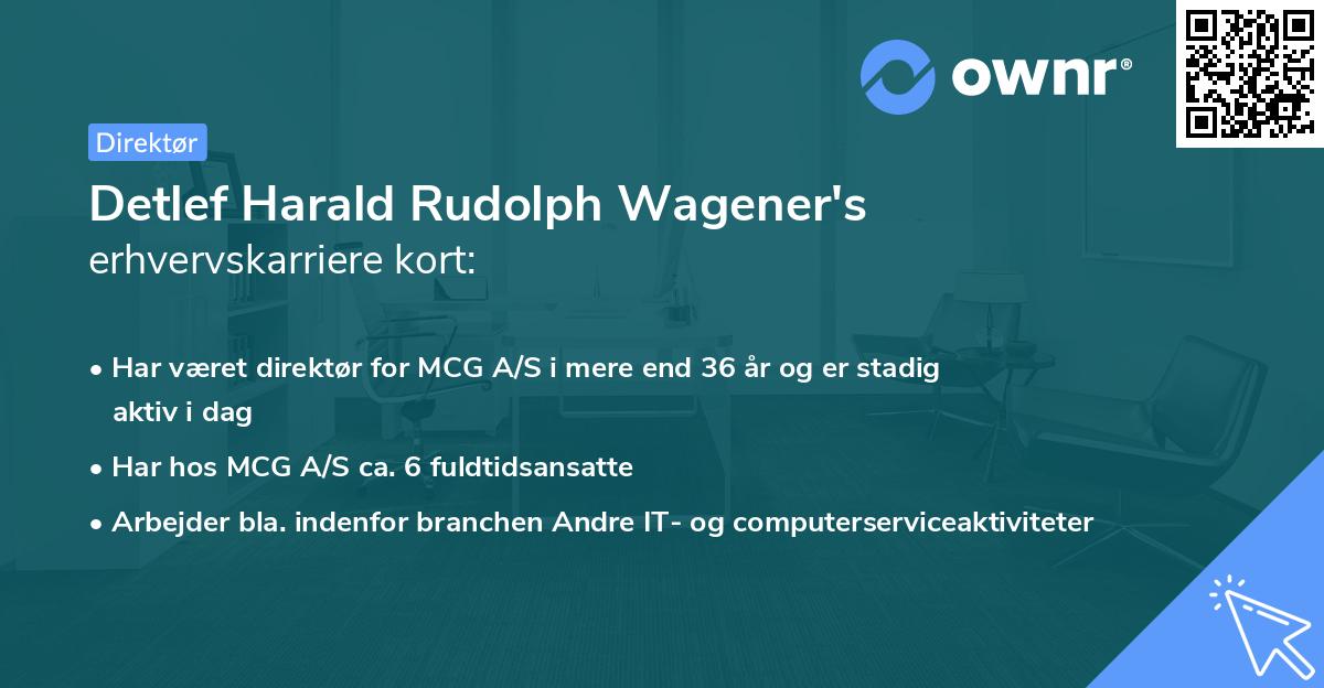 Detlef Harald Rudolph Wagener's erhvervskarriere kort