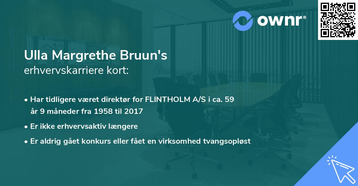 Ulla Margrethe Bruun's erhvervskarriere kort