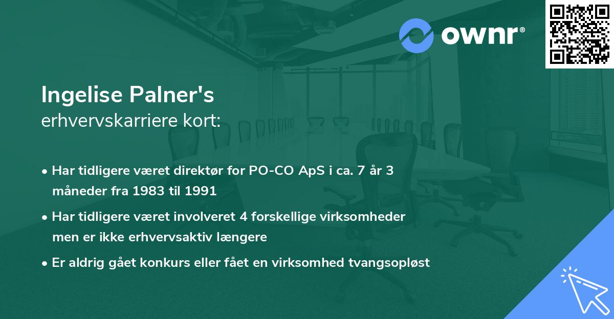Ingelise Palner's erhvervskarriere kort