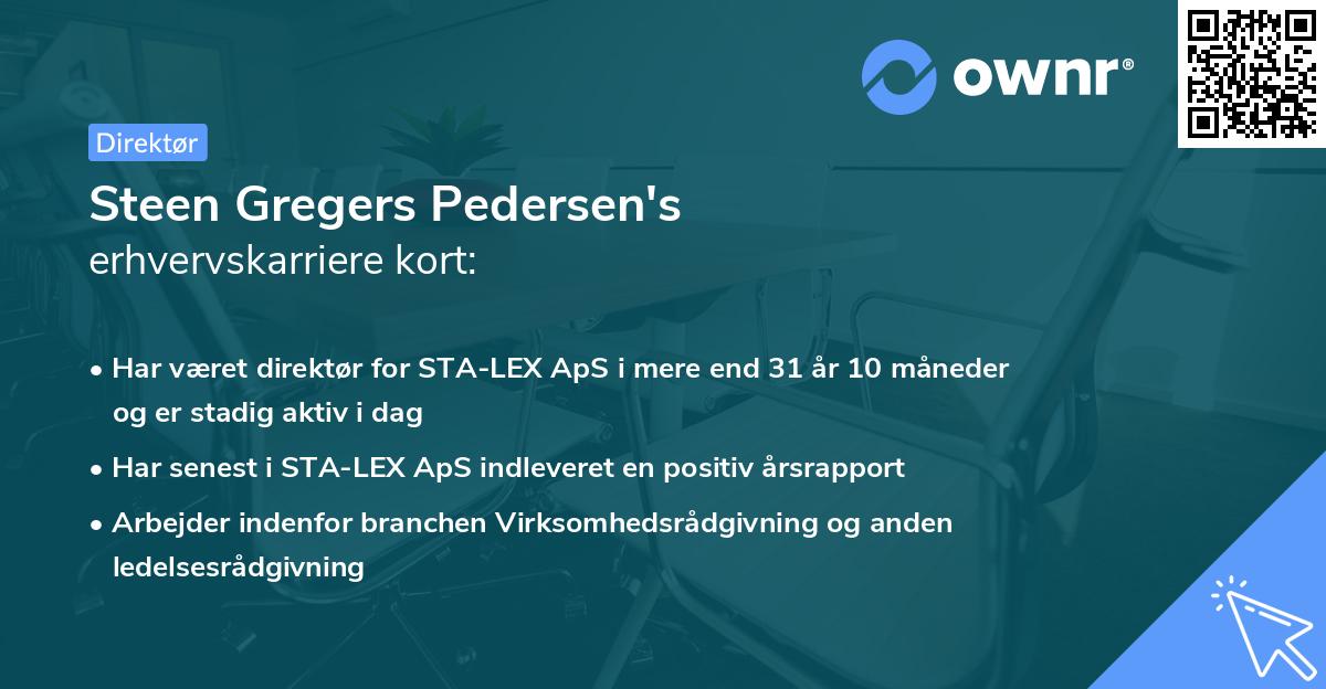 Steen Gregers Pedersen's erhvervskarriere kort