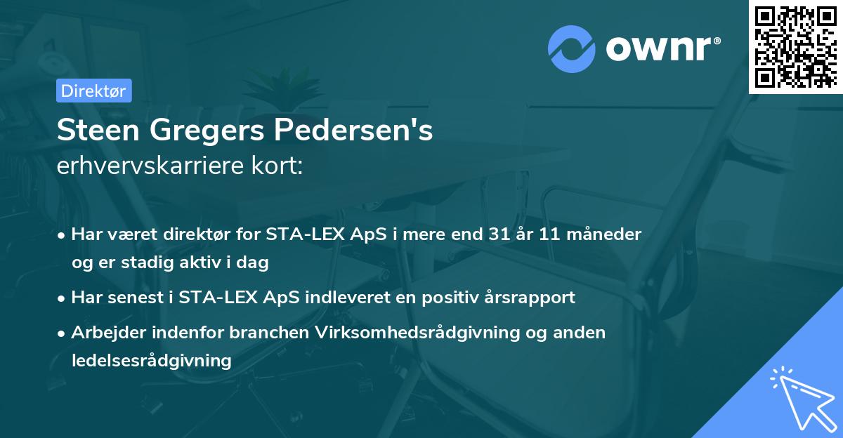 Steen Gregers Pedersen's erhvervskarriere kort