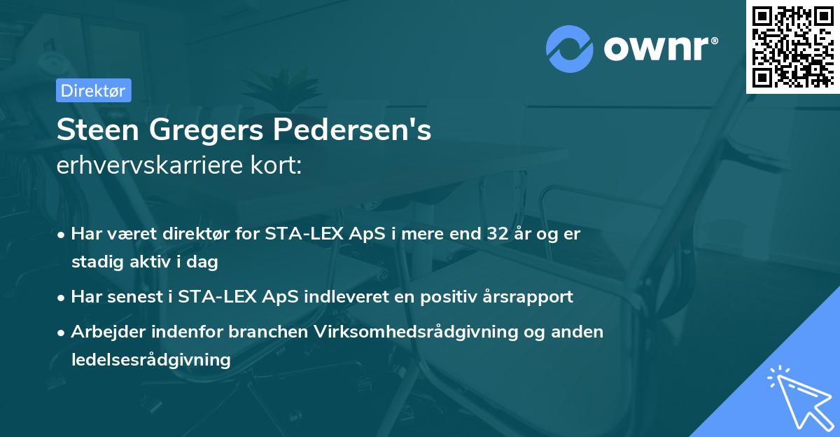Steen Gregers Pedersen's erhvervskarriere kort