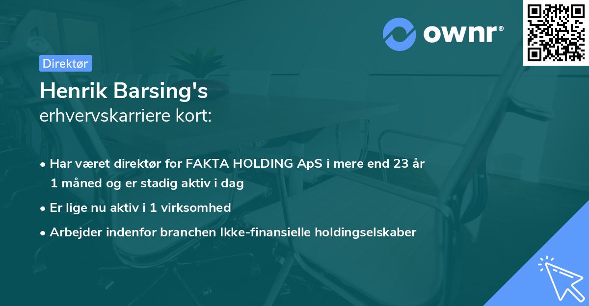 Henrik Barsing's erhvervskarriere kort