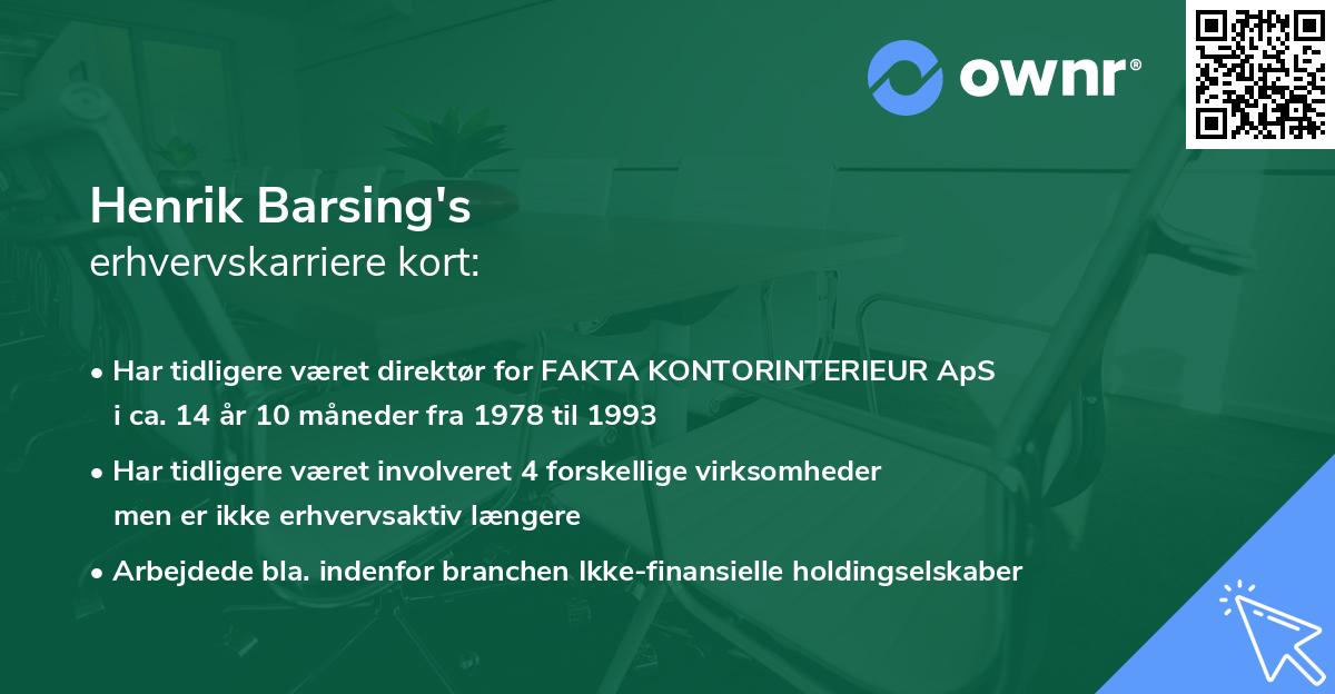 Henrik Barsing's erhvervskarriere kort