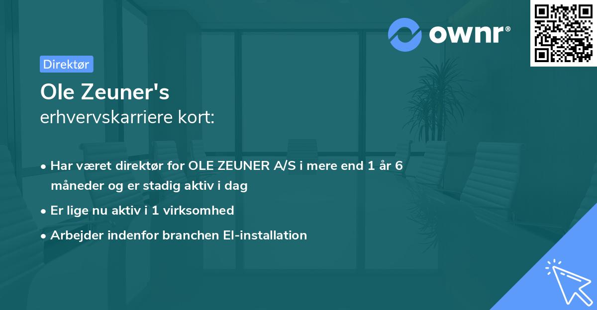 Ole Zeuner's erhvervskarriere kort
