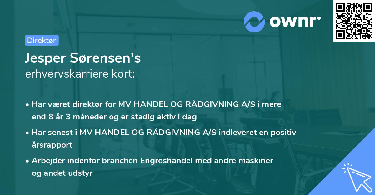 Jesper Sørensen's erhvervskarriere kort