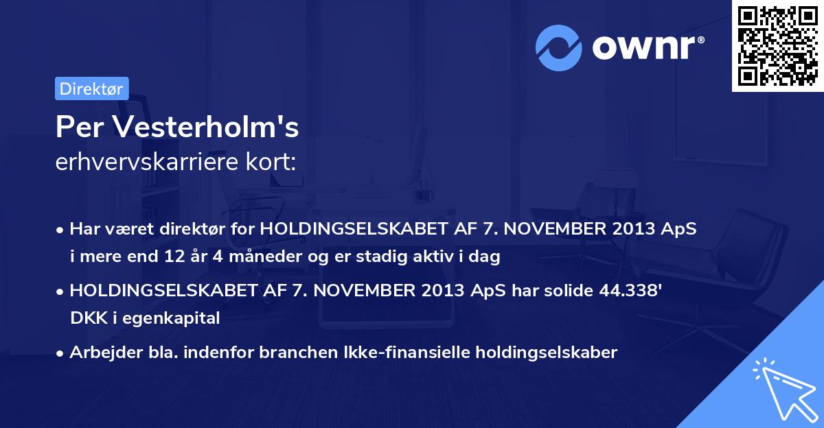 Per Vesterholm's erhvervskarriere kort
