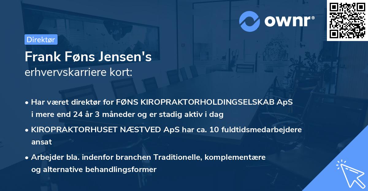 Frank Føns Jensen's erhvervskarriere kort