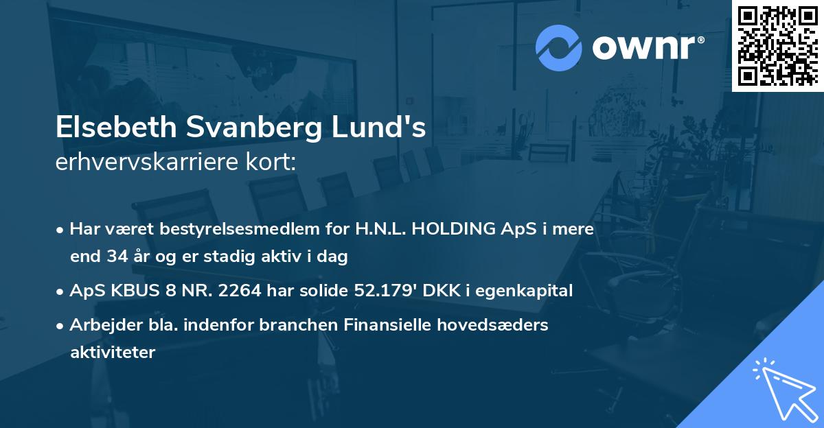 Elsebeth Svanberg Lund's erhvervskarriere kort