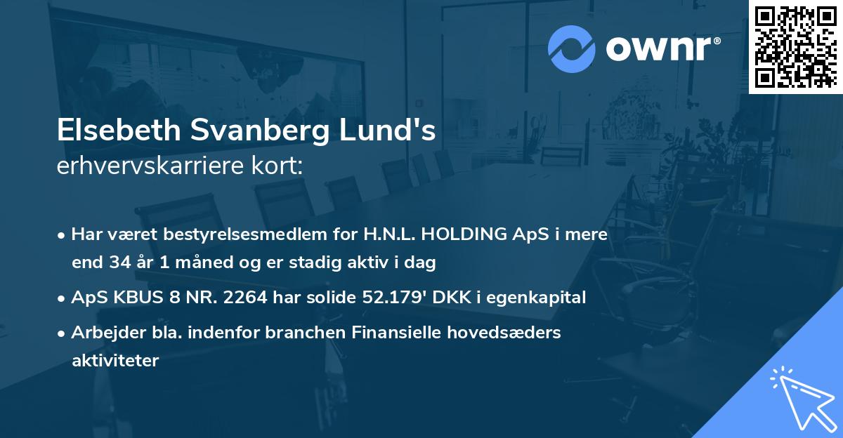 Elsebeth Svanberg Lund's erhvervskarriere kort