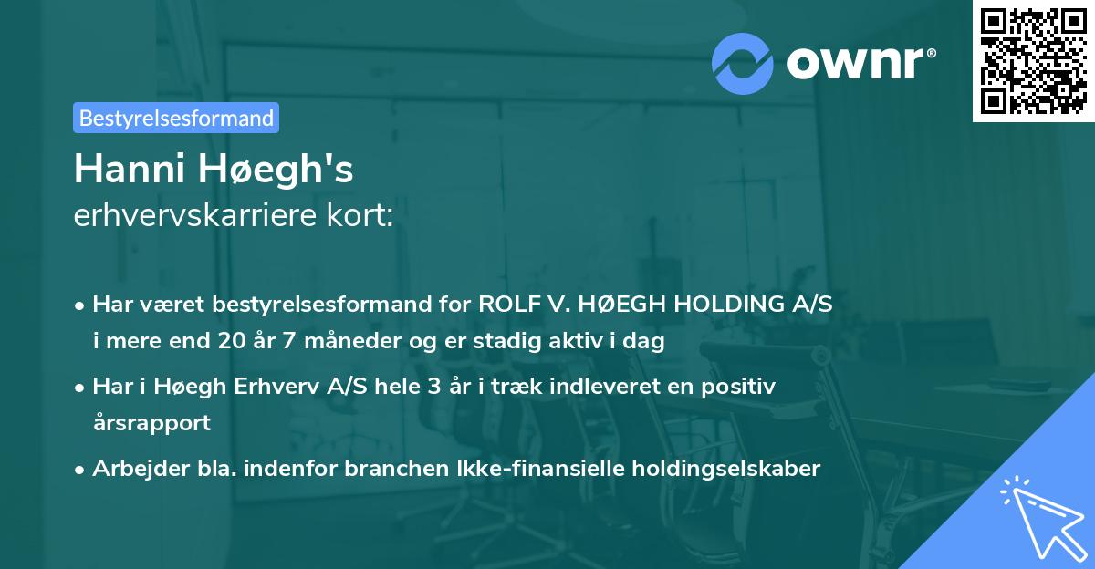 Hanni Høegh's erhvervskarriere kort